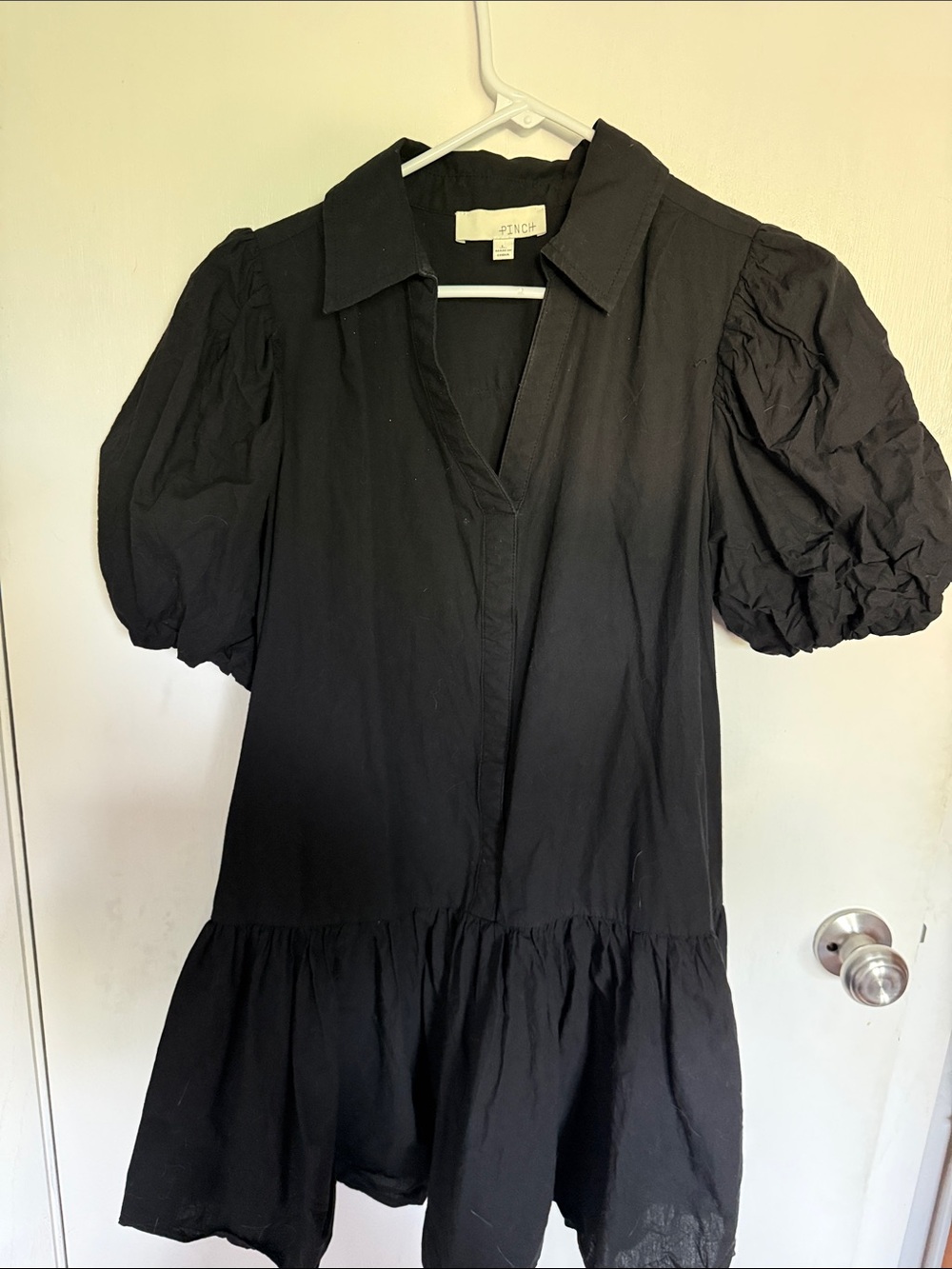Pinch Black Puff-Sleeve Midi Dress